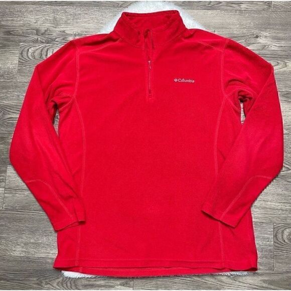Columbia Fleece 1/4 Zip Sweater Pullover Red Womens Size Large - Picture 1 of 7